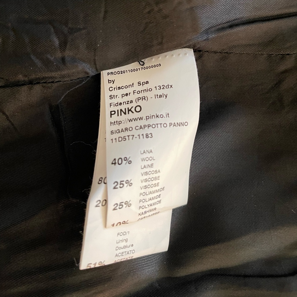 Pinko Classic Black Belted Pea Coat - Picture 4 of 5